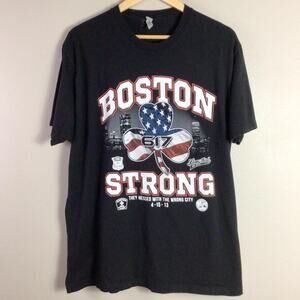 Boston Strong 617 Marathon April 15 2013 T Shirt Black XL